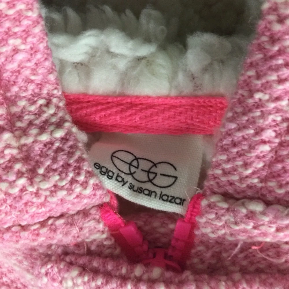 EGG by Susan Lazar Pink Knit Sherpa Lined Hooded Baby Winter Snow Jumpsuit 6 Mos